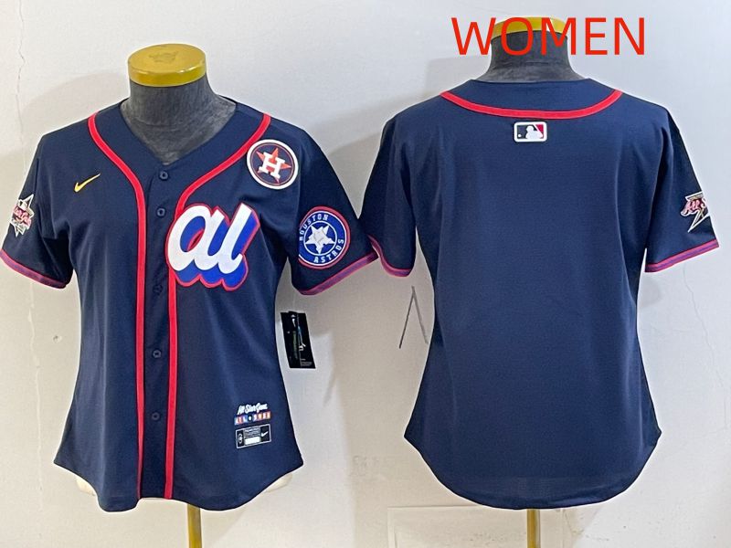 Women 2025 Houston Astros Blank Drak Blue All star Nike MLB Jersey style 02->women mlb jersey->Women Jersey